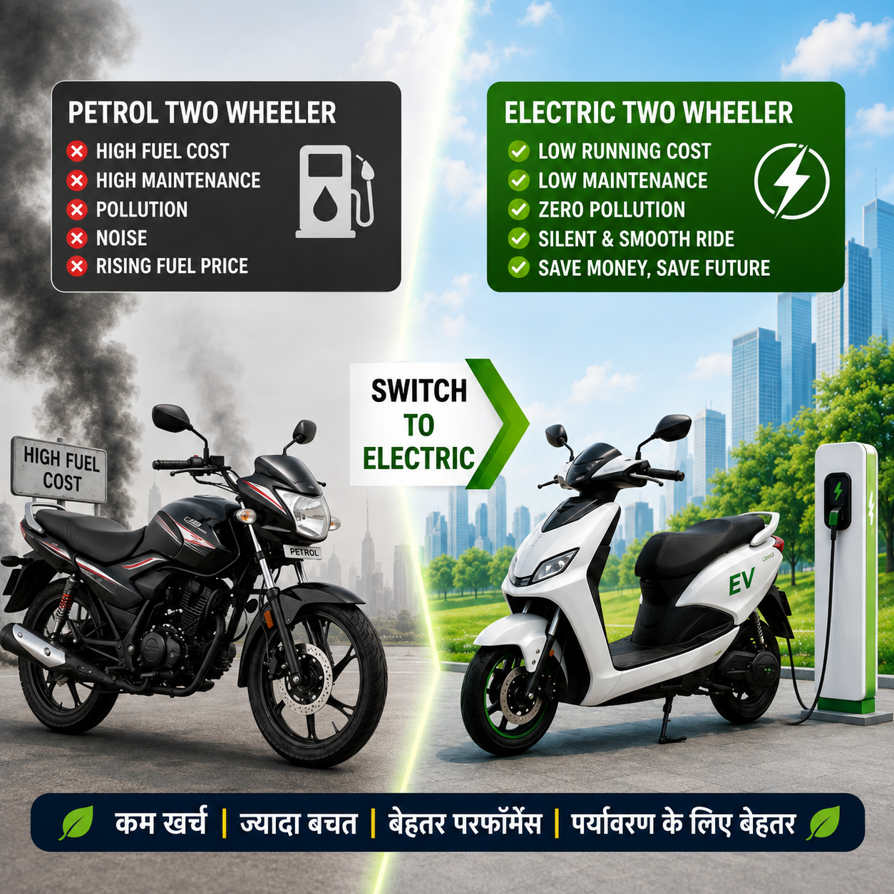 Petrol Two-Wheeler EV Conversion Kit & Smart Motor Retrofitting